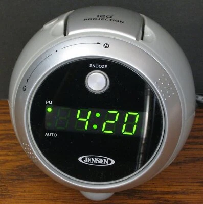 Jensen LED Projector Alarm Clock AM FM Radio JCR-222 - Gray - Image 1 of 4
