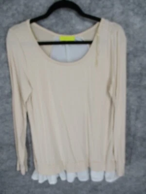 Top Ezra para mujer grande transparente con volantes dobladillo en capas manga globo elástico bronceado Foto 1 de 4