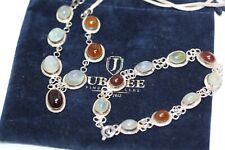 Mexican 925 Sterling Silver Womens Set Moonstone 16" Choker Necklace 8" Bracelet