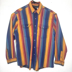 VTG 90’s Wrangler X-Long Tails Western Striped Cowboy Shirt 17-35 100% Cotton - Picture 1 of 9