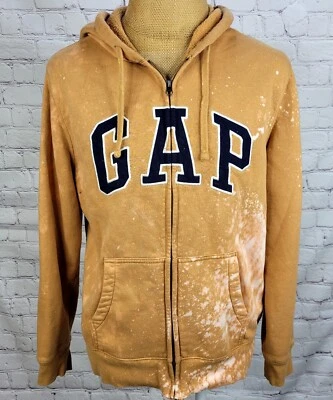 GAP Sudadera con Capucha Unisex Grande Blanqueada Grunge Dorado Cremallera con Logo Sudadera Chaqueta Foto 1 de 4
