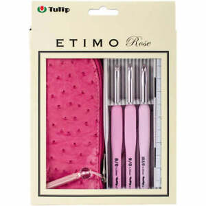 Tulip Etimo Rose Pink Soft Ergonomic Grip Crochet Hooks - Set of 3 w Case