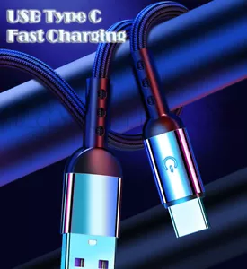 1.2M USB 3.1 to Type C Fast Charging Cable Android Data LED for Samsung HUAWEI - Imagen 1 de 4