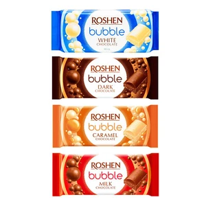 ROSHEN Bubble Candy Bars 4 Pack - Dark, Milk + White Chocolate, Caramel - 4x 80g - Picture 1 of 25