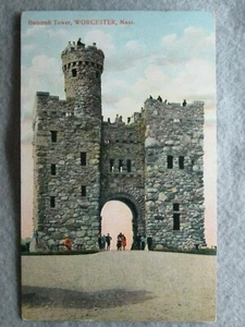 Antique Bancroft Tower, Worcester, Massachusetts Photo Postcard 1907 - Picture 1 of 2