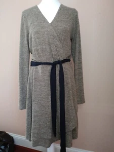 Anthropologie Saturday Sunday Sz Med Cloud Fleece Belted Faux Wrap Dress - Picture 1 of 4