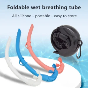Soft Silicone Diving Snorkel Portable Foldable Easy-Breath Wet Scuba With Case - Afbeelding 1 van 15