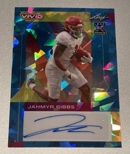 JAHMYR GIBBS 2023 LEAF VIVID AUTOGRAPH DETROIT LIONS ROOKIE Ice 1/1 AUTO