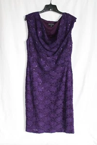 Connected Apparel Purple Eggplant Sleeveless Sequined Women's Dress - Size 12 - Picture 1 of 5
