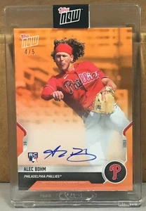 2021 TOPPS NOW Opening Day #OD-276E ALEC BOHM PHILLIES ROOKIE ORANGE AUTO 4/5 - Picture 1 of 3