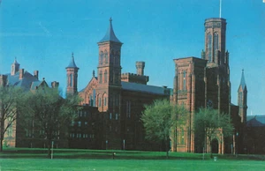 Vintage Smithsonian Institution Blue Sky Green Gras Washington DC Postkarte - Bild 1 von 2