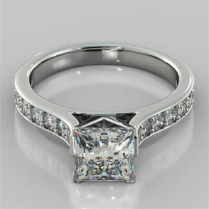 Princess Cut 2.60Ct Diamond 14k White Gold Engagement Ring Simulated in Size 7.5 - Bild 1 von 4