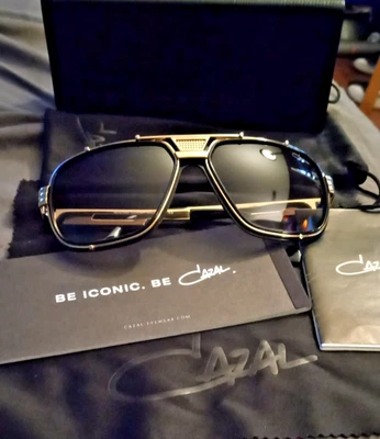 Gafas de sol 100 % auténticas CAZAL LEGENDS 665/3 negras doradas 18 quilates/grises (001) Foto 1 de 4