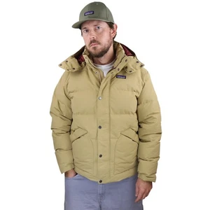 Patagonia Downdrift Down Parka Hoody Jacket Mens M Khaki Brown Insulated Quilted - Picture 1 of 14