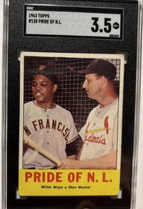 Willie Mays, Stan Musial Pride Of N.L. 1963 Topps #138 Graded 3.5 - Bild 1 von 2