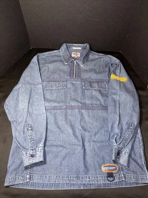 Chaqueta Camisa Grande Vintage Y2K Pepe Jeans Hecha en Hong Kong Londres Denim 1/4 Cremallera Foto 1 de 4