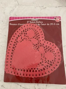 Greenbrier International Red 8" Heart Shaped Table Doilies Set - 24 Pack - Picture 1 of 4