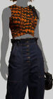$445 Ulla Johnson Womens Orange "Nisha" Handloomed Shoulder-Tie Crop Top Size 12