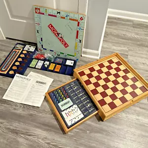 NEW Monopoly sorry Games lot Wooden board drawer chess set dominos edition - Picture 1 of 24