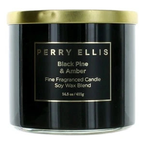 Perry Ellis 14.5 oz Soy Wax Blend 3 Wick Candle - Black Pine & Amber - Picture 1 of 4