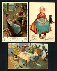 #723 Katzen & Mäuse Alfred Mainzer, Raphael Tuck & Sons Black Cat To My Sweetheart, - Bild 1 von 2