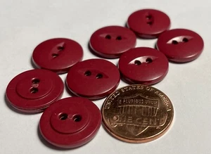 8 NOS Dark Red Cat Eye 2-hole Sew-through Plastic Buttons 15mm Almost 5/8" 15666 - Picture 1 of 2