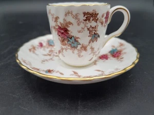 Minton England Ancestral Bone China Demitasse Espresso Cup Saucer Flowers - Picture 1 of 5