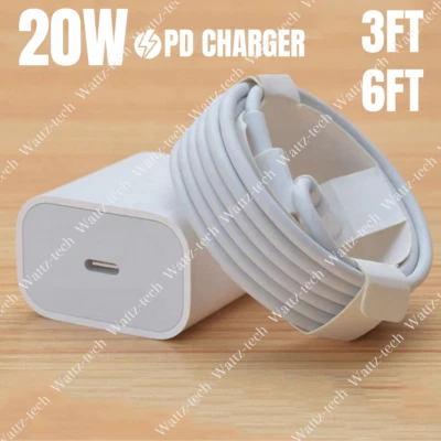 2023 NEW 20W USB-C Fast Charger PD Adapter Cable For iPhone 14/13/12/11 Pro iPad - Image 1 of 4