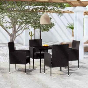5 Piece Garden Dining Set Black J7C7 - Picture 1 of 8