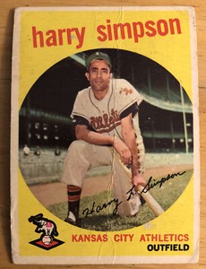 1959 Topps Harry Simpson Baseball Card #333 Athletics Outfield Low-Grade Poor