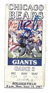 MATT SUHEY signiert 1987 Chicago BEARS Football TICKET Jim Harbaugh NFL DEBÜT COA - Bild 1 von 3