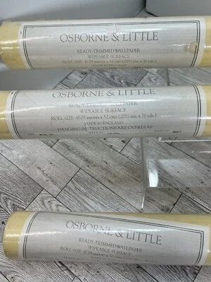 3 x Rolls VTG Osborne & Little Yellow Fan Ready-Trimmed Wallpaper 10.05m X 52cms - Image 1 of 4