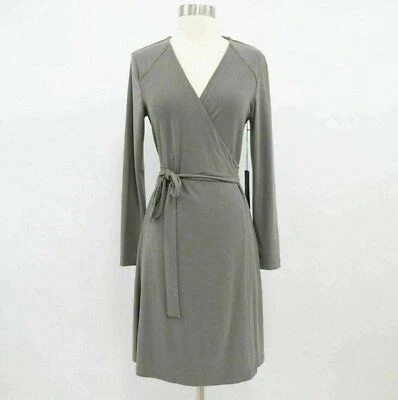 Komarov Wrap Dress Womens M Medium NEW Olive Green Taupe Gray Stretch - Image 1 of 4
