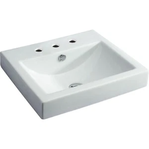 Fienza Low Profile Semi Inset Basin Three Tap Hole Vitreous China TR4034A-3 - Picture 1 of 2
