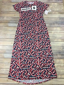 SMALL MARIA LuLaRoe Maxi Dress ~ LOGO PATTERN ~ Americana, 4th of July, USA - Picture 1 of 3