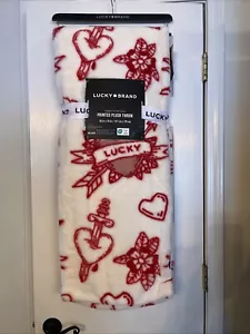 Brand New Lucky Brand Plush Reversible Fur Heart Throw 60” x 70”-NWT - Picture 1 of 10