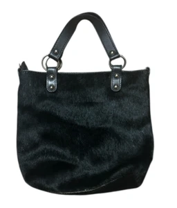 Maurizio Taiuti leather handbag cowhide Black Italy Italian 9" x 10" top handles - Picture 1 of 23