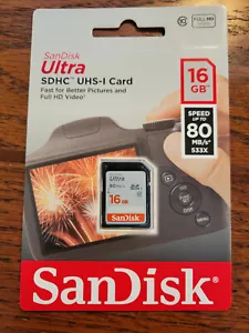 SanDisk Ultra 16 GB SD SDHC Memory Card NEW- RETAIL PACKAGING - Picture 1 of 2
