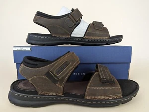 Rockport Sandals Mens 12 M Darwyn Quarter Strap Brown Leather Casual Shoes NEW - Picture 1 of 12
