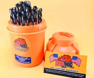 29 Pc Left Hand Drill Bits Left Handed Super M7+ Lifetime Warranty Drill Hog - Picture 1 of 8