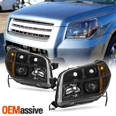 Fit 06-08 Honda Pilot Black Bezel Projector Headlights Headlamps Replacement - Image 1 of 4