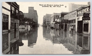 Postkarte Dritte und Kastanie Blick nach Süden Louisville Kentucky 1937 Überschwemmung - Bild 1 von 2