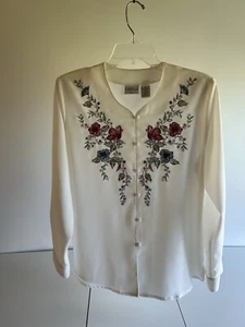 Blusa para mujer Modern Essentials marfil bordada con cuentas talla 12P - Imagen 1 de 4