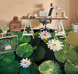 3D Pink Lotus 30RAIN78 Floor WallPaper Murals Wall Print Decal AJ Honey - Picture 1 of 6