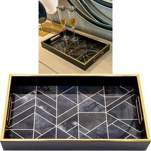 Luxory Rectangle Abstract Kitchen Serving Drinks Candle Decor Coffee Table Tray - Picture 1 of 9