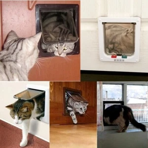 4 Way Pet Door Cat Puppy Dog Magnetic Lock Lockable Safe Flap Door Frame ABS - Picture 1 of 9
