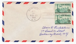 US #C35 VERTICAL PAIR FIRST DAY COVER STATUE OF LIBERTY/ LOCKHEED CONSTELLATION - Picture 1 of 2
