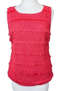 Talbots orange Fransen Spitze ärmellos Seitenreißverschluss hinten Knopf Shell Neu mit Etikett Größe 8 - Bild 1 von 11