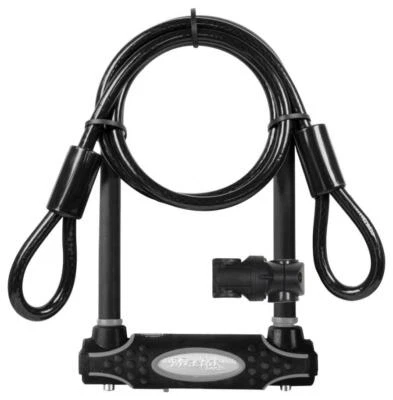11Cm Hardened Steel Bike U-Lock 21Cm Shackle 1.2M X 10mm Braided Steel Cable - Image 1 of 2