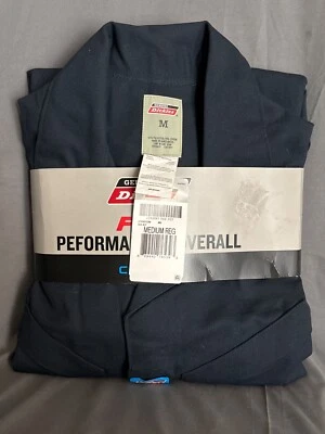 dickies mens navy blue long sleeve medium reg. flex performance twill coverall - Image 1 of 4